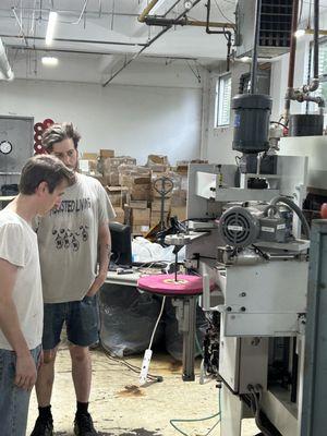Watching pink 12" vinyl records get pressed at Softwax in Philly