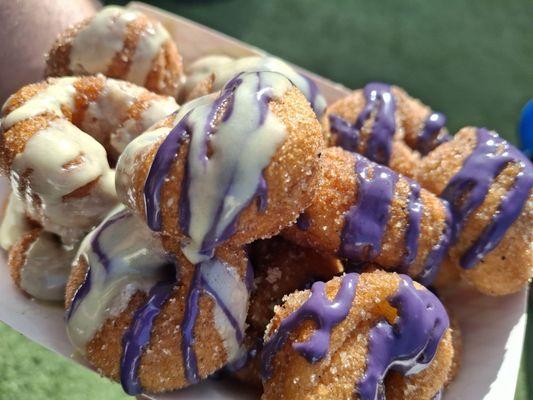 Dream Asia Food Fest featured vendor: Holey Roller Mini Donuts.  Ube and Matcha drizzled - droolzzzzz