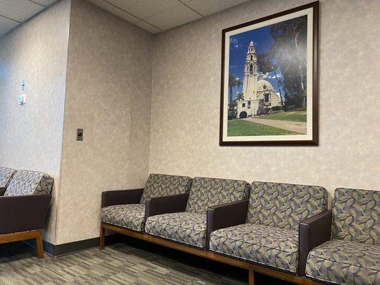 The lobby has beautiful photos of San Diego.