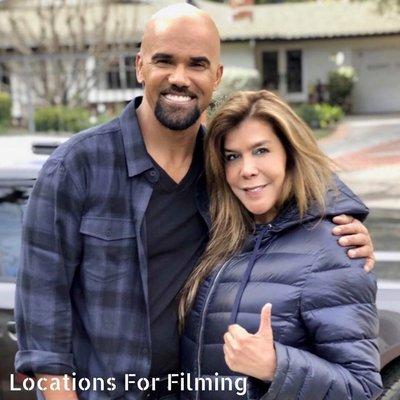 On set with Shemar Moore on the TV show SWAT.