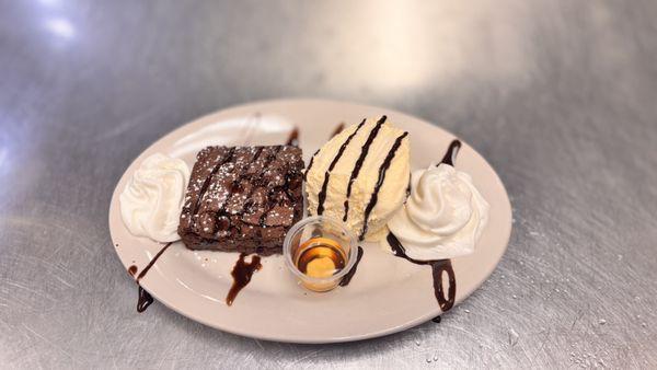 Brownie and ice cream!