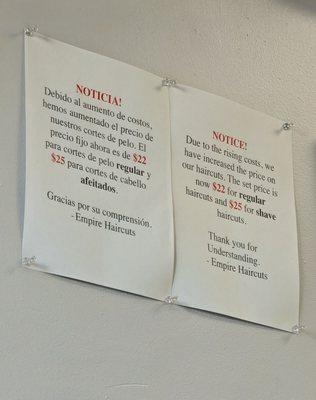 New prices as of October 2025