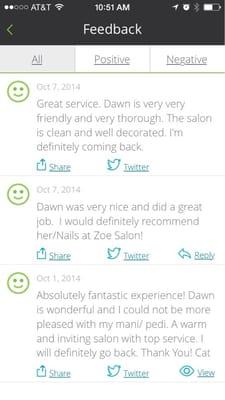 There's a new manicurist here at Zoe Salon