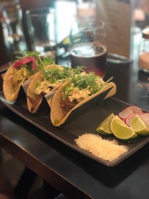 Taco trio: short rib and chili verde