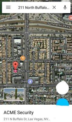 ACME Security has moved to: 211 N. Buffalo Dr. Ste. C (this is a map of their new location)