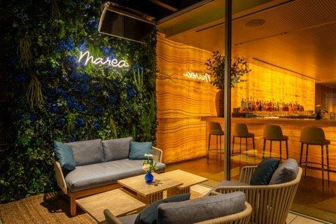 interior, outdoor patio of Marea Beverly Hills