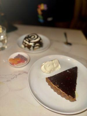 Brown butter tart (blueberry) and chocolate cake