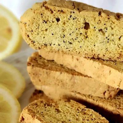 Lemon Zest biscotti made with fresh lemon zest and poppy seeds.