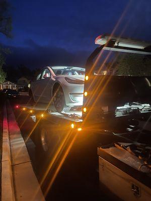 Dead battery on the Tesla