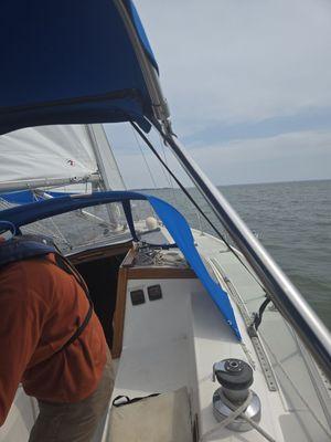 From the stern looking towards the bow