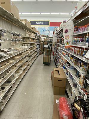 Boxes everywhere, can't pull cart down isle