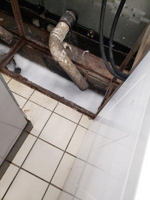 Water running in trough instead of pipes.