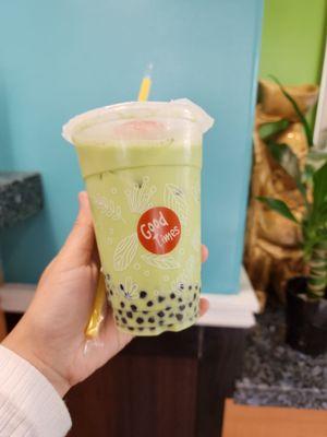 Green Thai Tea with Mini Boba