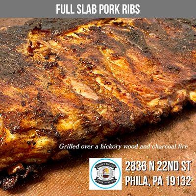 Grilled over hickory wood and charcoal fire