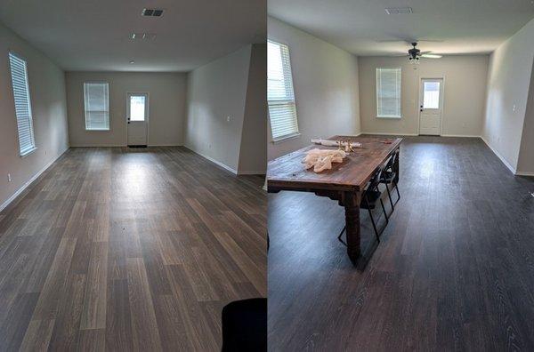 Before (left) cheap laminate & After (right) Karndean LVP