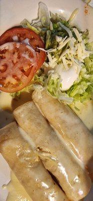 Enchilada Acapulco crab & shrimp with yummy cheese.