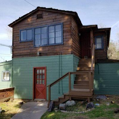 Stain and paint after wood blasting