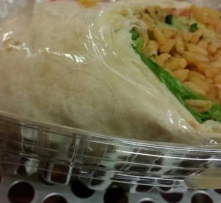 For $5 you can buy two halves of a burrito with a strand of hair. On each of them.