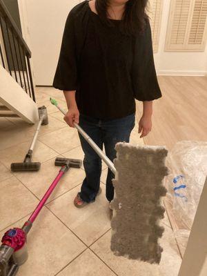 This is how dusty the downstairs was after Merry Maids had "cleaned"