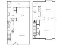 Two bedroom / One full bath / Two half baths 1400 Square Feet