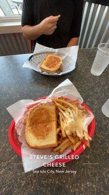 Buffalo chicken grilled cheese and cheesesteak grilled cheese