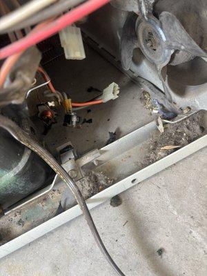 Broken pieces to the compressor