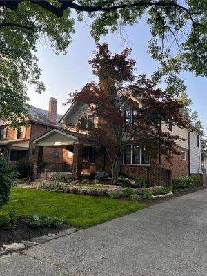 Stone and flower beds