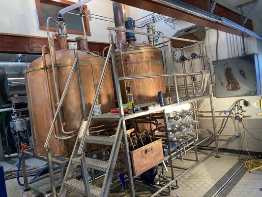 Break Even Beermakers' unique copper brewhouse.