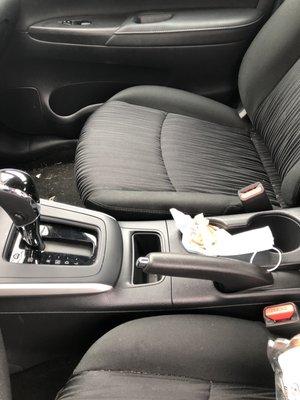Car when I picked up new rental, claimed it's was sanitized and clean
