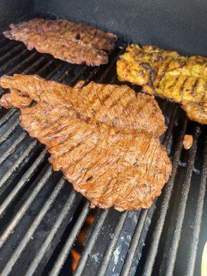 Marinated Ranchera and marinated chicken