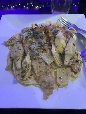 Flounder with artichokes