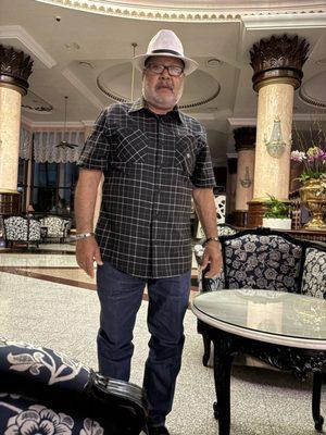 Larry Salinas in the lobby