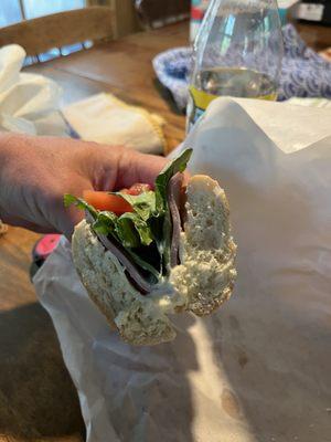 An incredibly pathetic $11 bread sandwich.