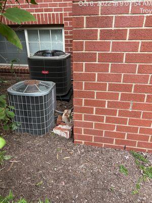 Bricks that were left behind upon completion of front porch repair from July. It's now October. And I have emailed many, many times.