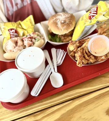Seafood In The A.M. (Hubs' Mayo Lobster Roll/ Fried Fish (Cod) Sandwich/ Fantastic Fried Lobster Bites/ Lbstr Bisque)