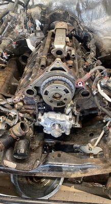 Engine torn down in a Ram 2500 w/ 6.4L for cam shaft and lifter replacement!