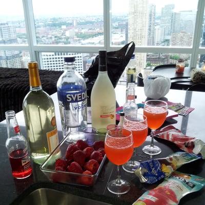 Our cocktail set up in the kitchen !