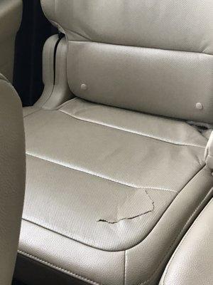 Inside of car was very dirty, ripped seat, stains on seats and carpeting, missing gas cap and scrapes on  body.