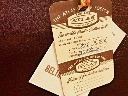 Sales tags from a vintage bag.
