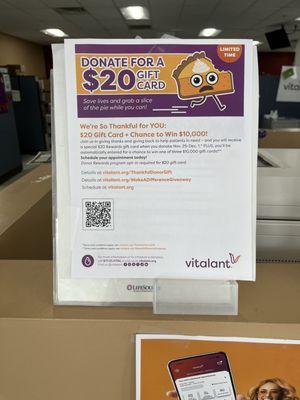 Example of donor rewards