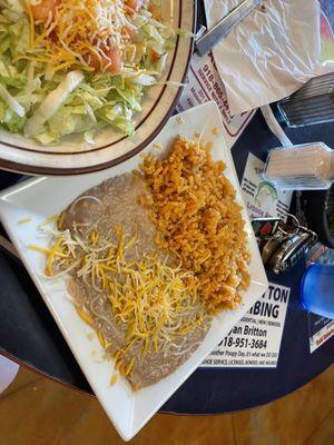 Side of rice and beans.