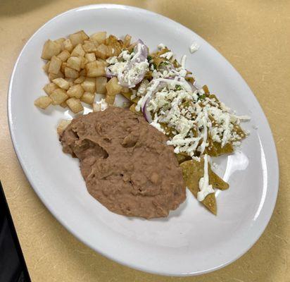 Chilaquiles Mexicano with green salsa