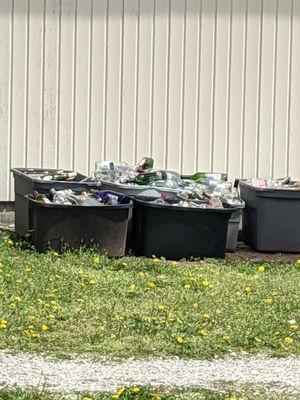 Recycling bins out back.