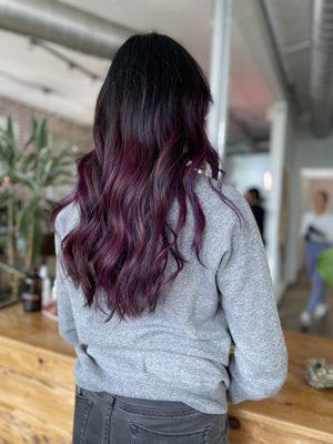 Fun balayage using vivid fashion colors