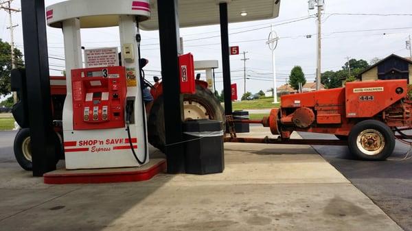 Where else can you drive up in your tractor and get gas