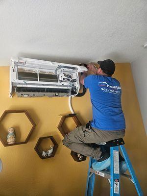 High efficiency mini split system installation