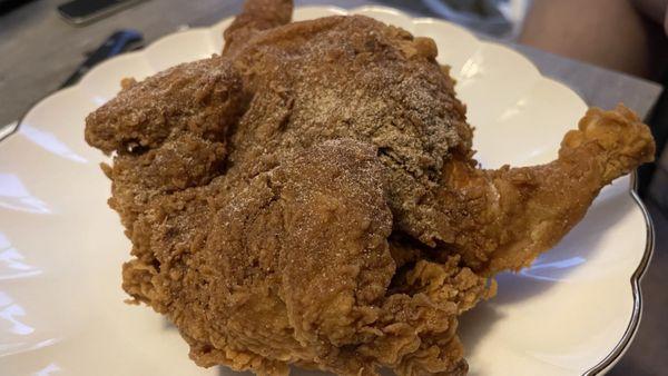 Salt and pepper whole fried chicken