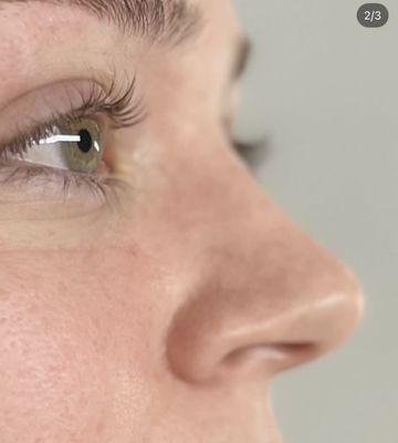 Her lashes after we provide her with a lash lift services. Making her lashes look longer and beautiful.