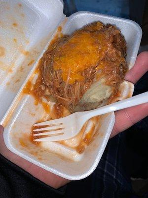 Loaded BBQ potato, added cheese $4.50