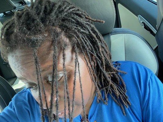 The stylist combined locs and then twisted them instead of interlocking them so I still have a lot of new growth.